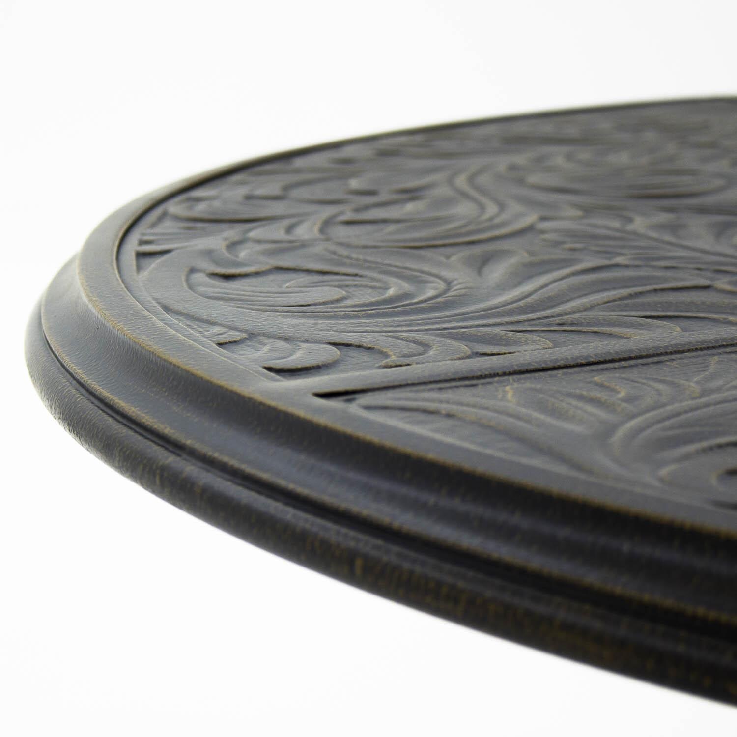 Du Monde 48-Inch Round Cast Aluminum Outdoor Pedestal Dining Table - Edge Detail thumbnail