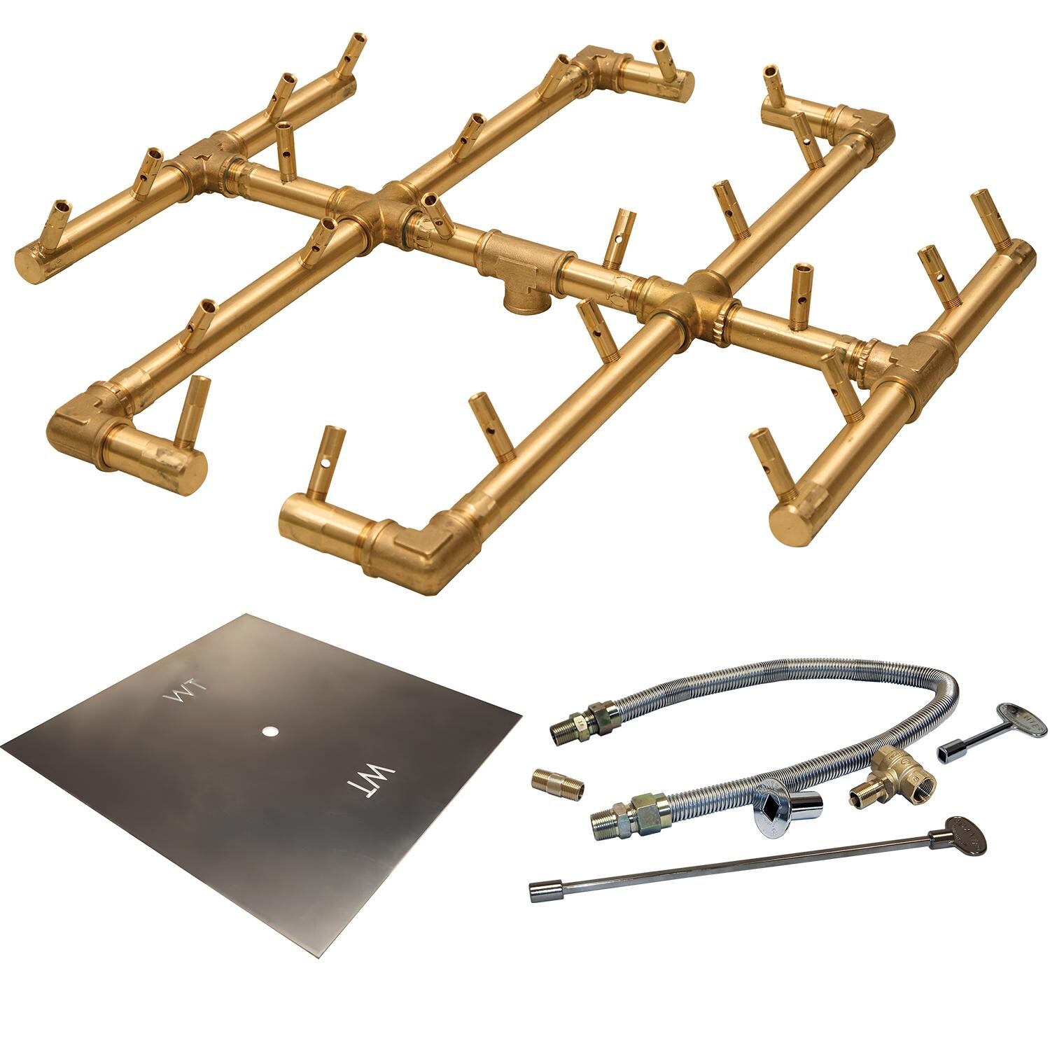Warming Trends CFB240NGALPL30SFK1 30-Inch Square Natural Gas Fire Pit Burner Kit W/ 19.5 X 21.5-Inch Original Crossfire Brass Burner - Match Light Ignition thumbnail