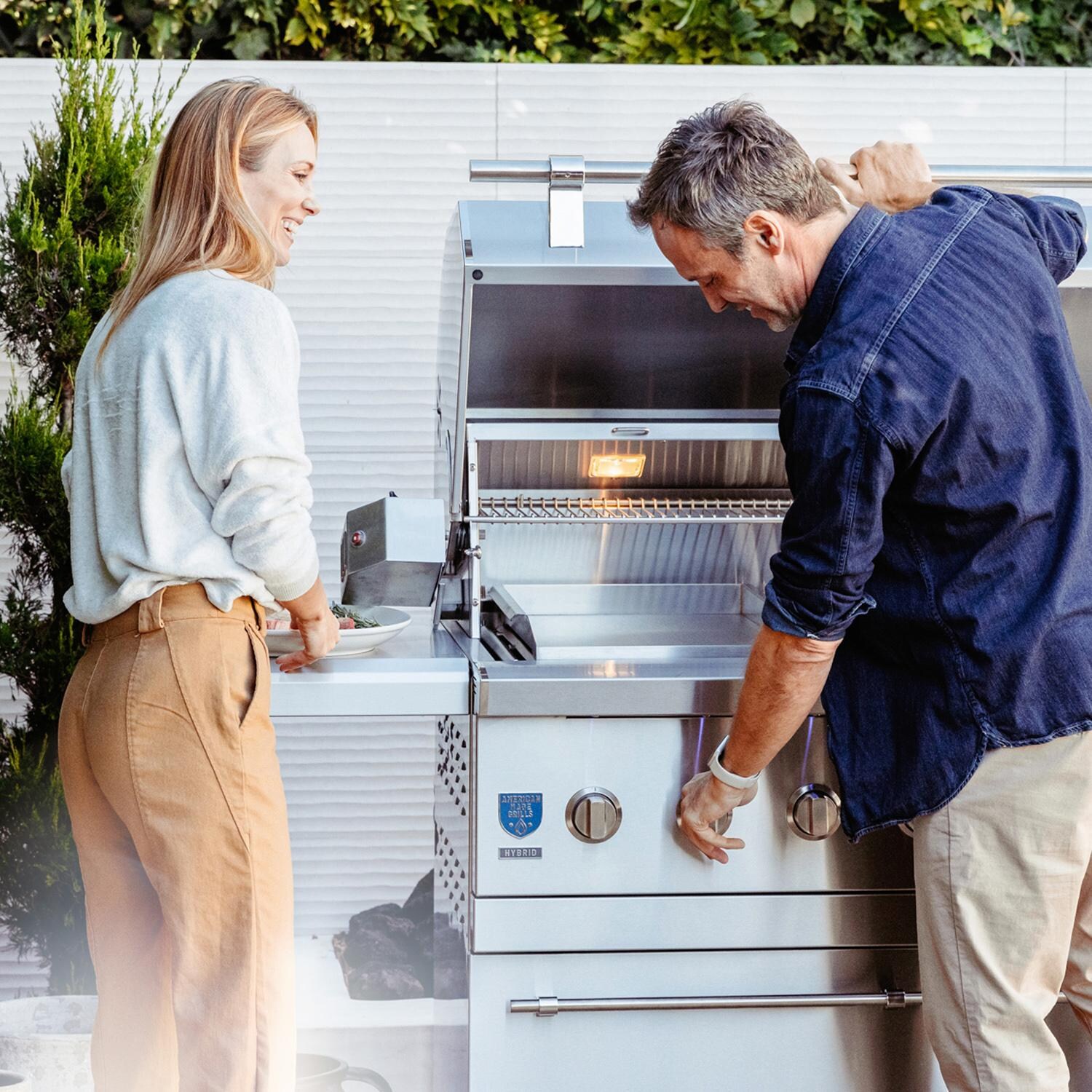 American Made Grills Encore 54-Inch Freestanding Hybrid Grill ENCFS54-NG - Natural Gas - Cooking - Lifestyle thumbnail