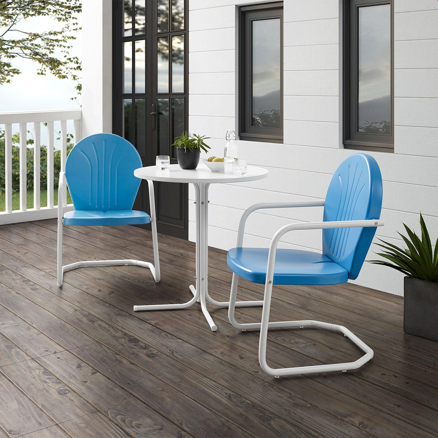 Ultimate Patio Ashview 3Pc Retro Outdoor Bistro Set in Sky Blue