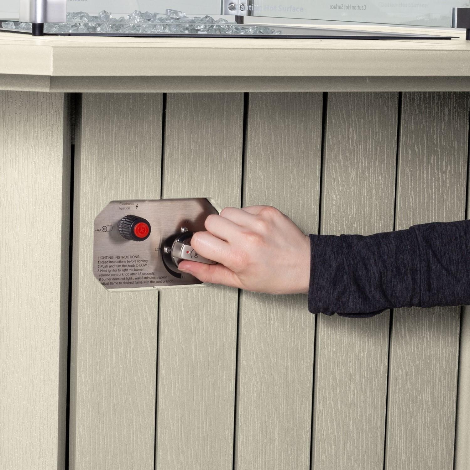 Harborview Octagonal Fire Pit Table in Whitewash by Lakeview Outdoor Designs - Gas Supply Knob - Detail thumbnail