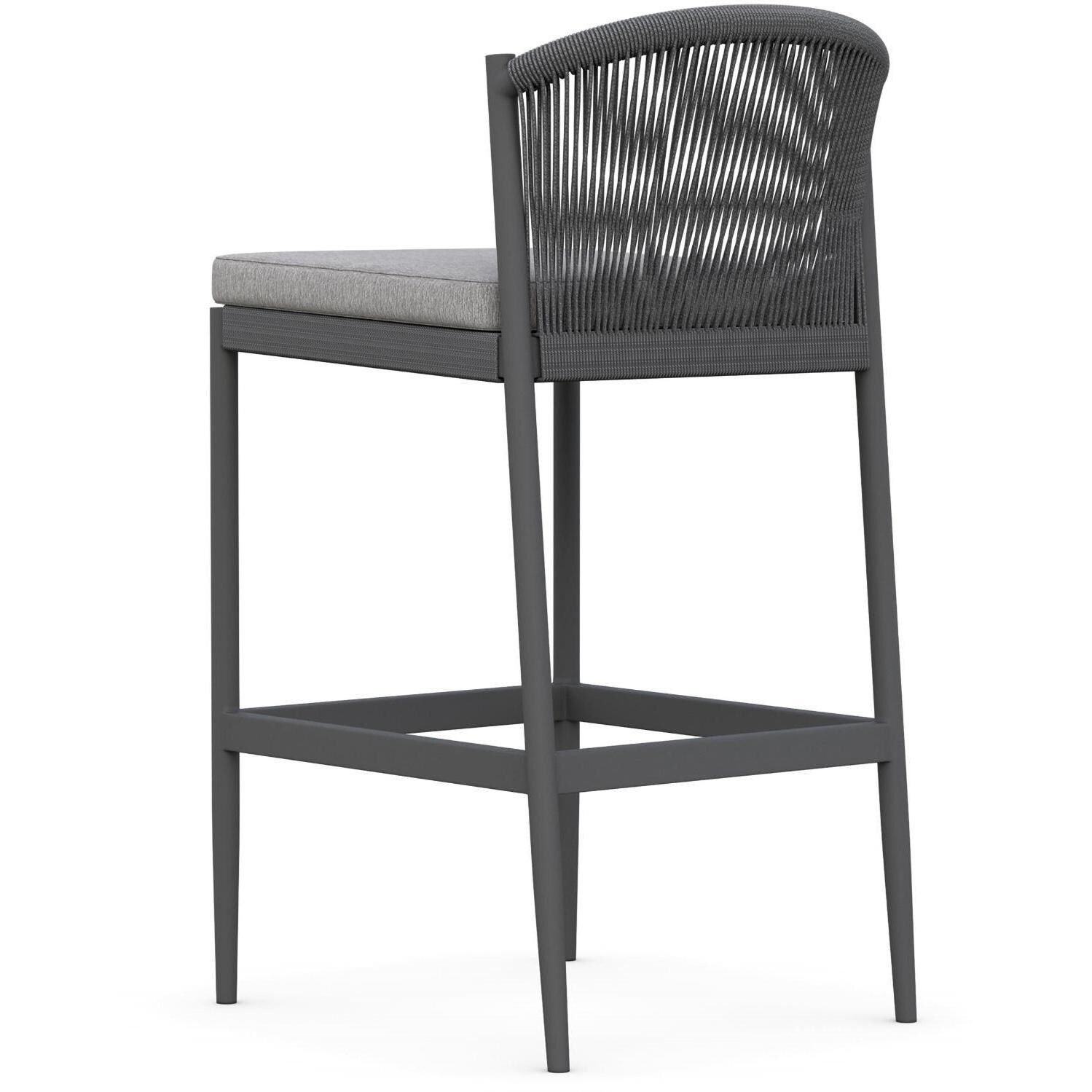 Azzurro Living Catalina Woven Rope Bar Stool in Ash/Fog - Back - White Background thumbnail