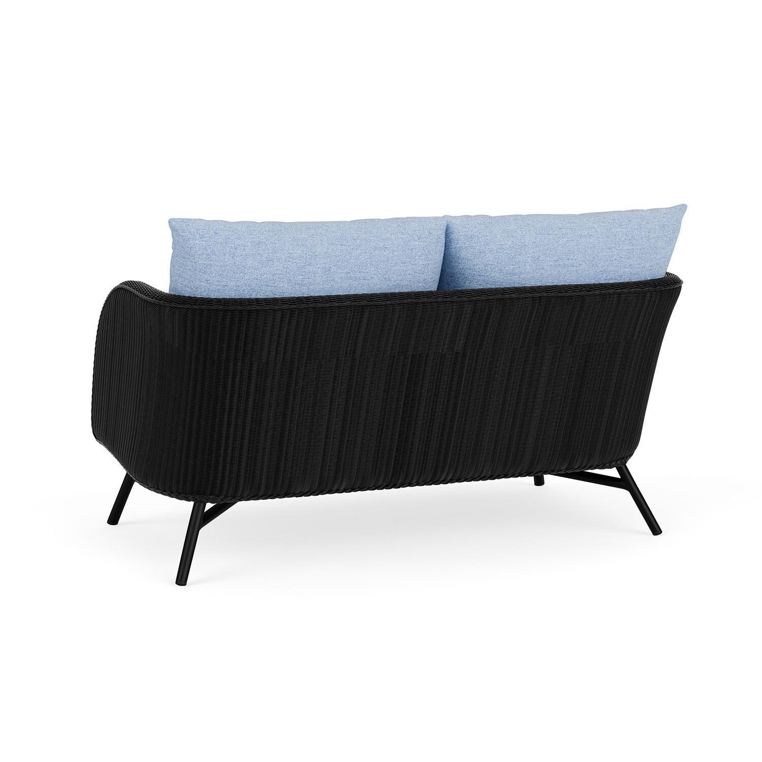Lloyd Flanders Essence Loveseat W/Demo Skyway Fabric - Ebony Finish - Back Left thumbnail
