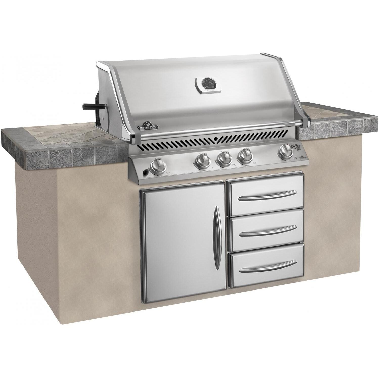 Napoleon Prestige Pro 600 Natural Gas Built-In Grill With Rear Infrared Burner - Shown With Island thumbnail