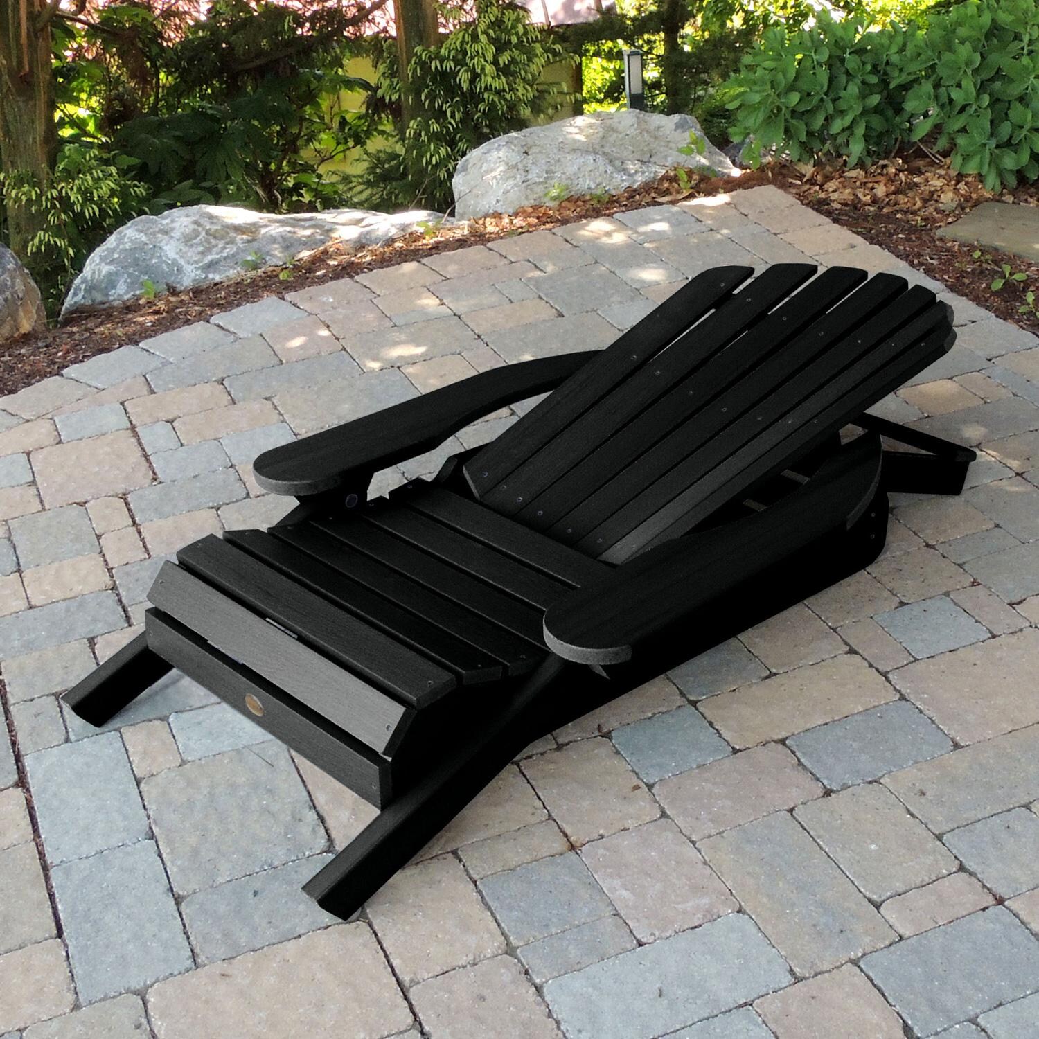 Lakeview Dream Bay Folding & Reclining Adirondack Chair - Black - Folded - Lifestyle thumbnail