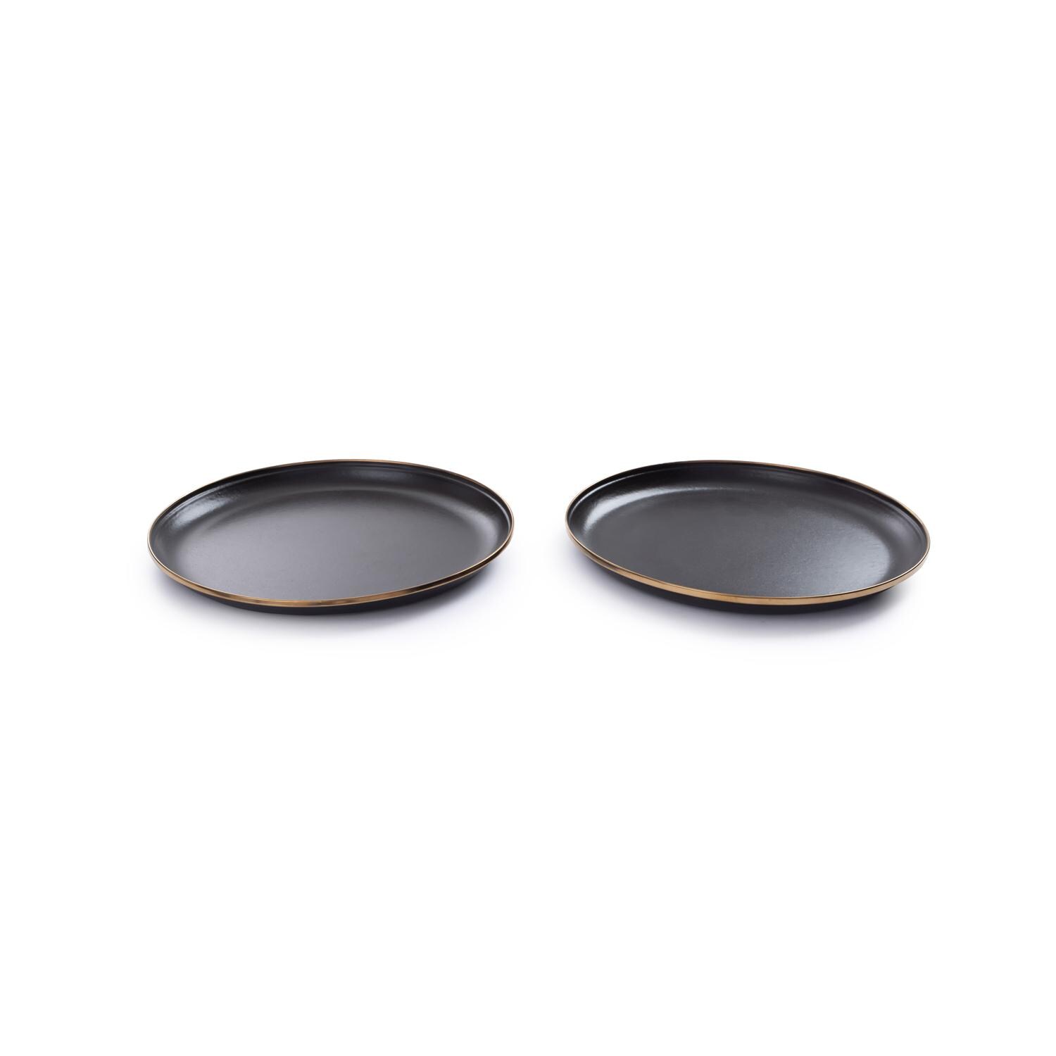 Barebones Living Enamel Deep Plate Set - Set of 2 - Charcoal - CKW-341