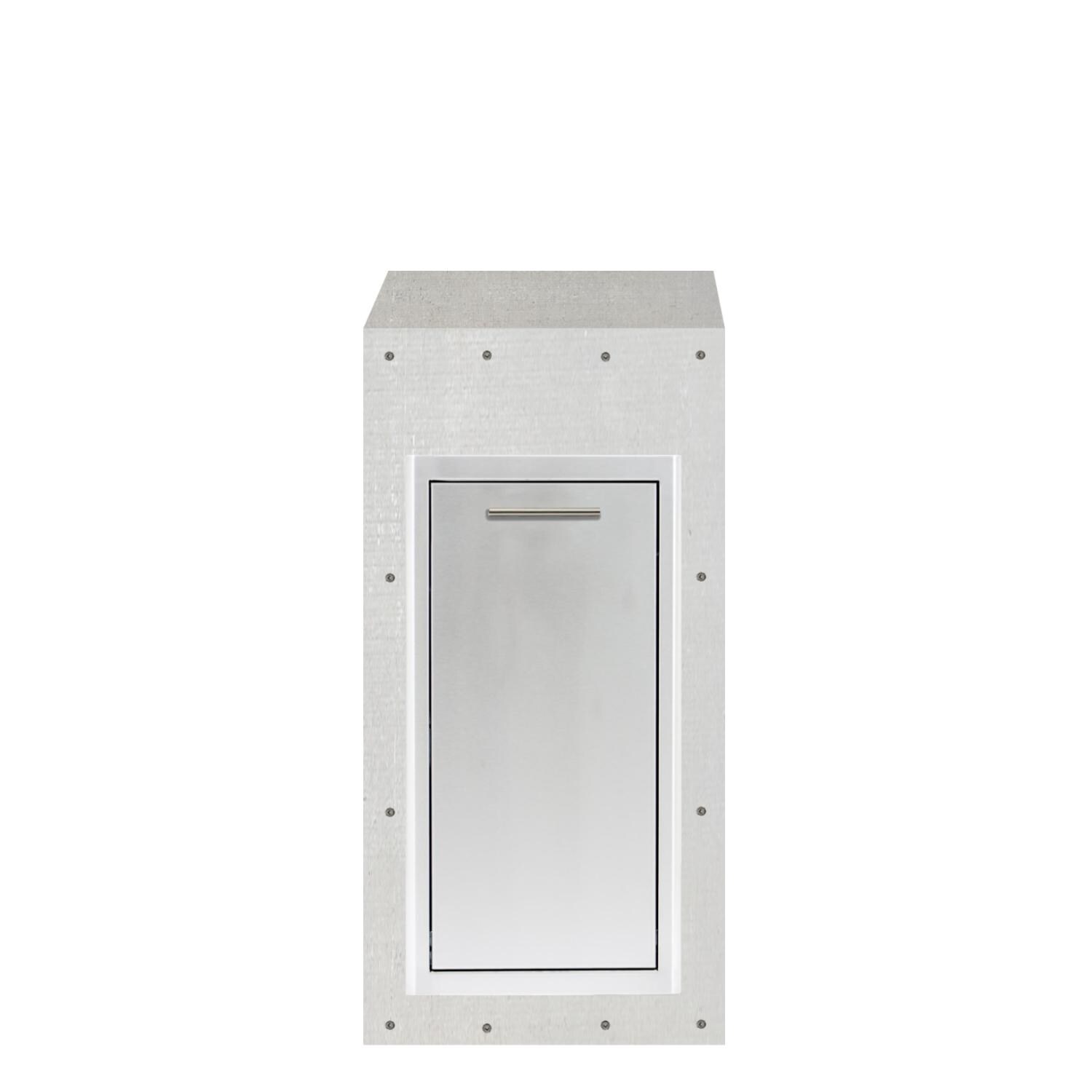 BBQGuys Signature 18-Inch Ready for Finish Outdoor Kitchen Module w/ Blaze Narrow Trash Drawer