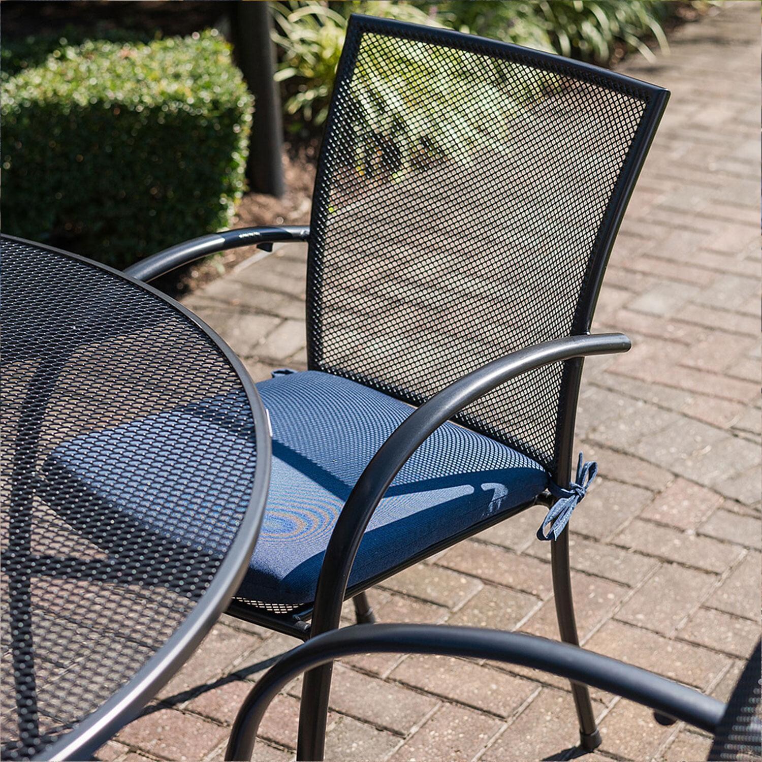 Pilano 7 Pc Steel Round Dining Set in Gray By KETTLER - Dining Chair - Lifestyle thumbnail