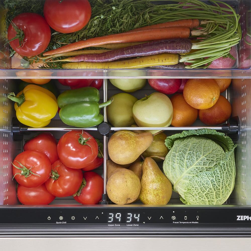 Zephyr PRRD24C2AS-OD Presrv 24-in 5.1 Cu. Ft. Dual Zone Outdoor Refrigerator Drawers - Veggies - Detail thumbnail
