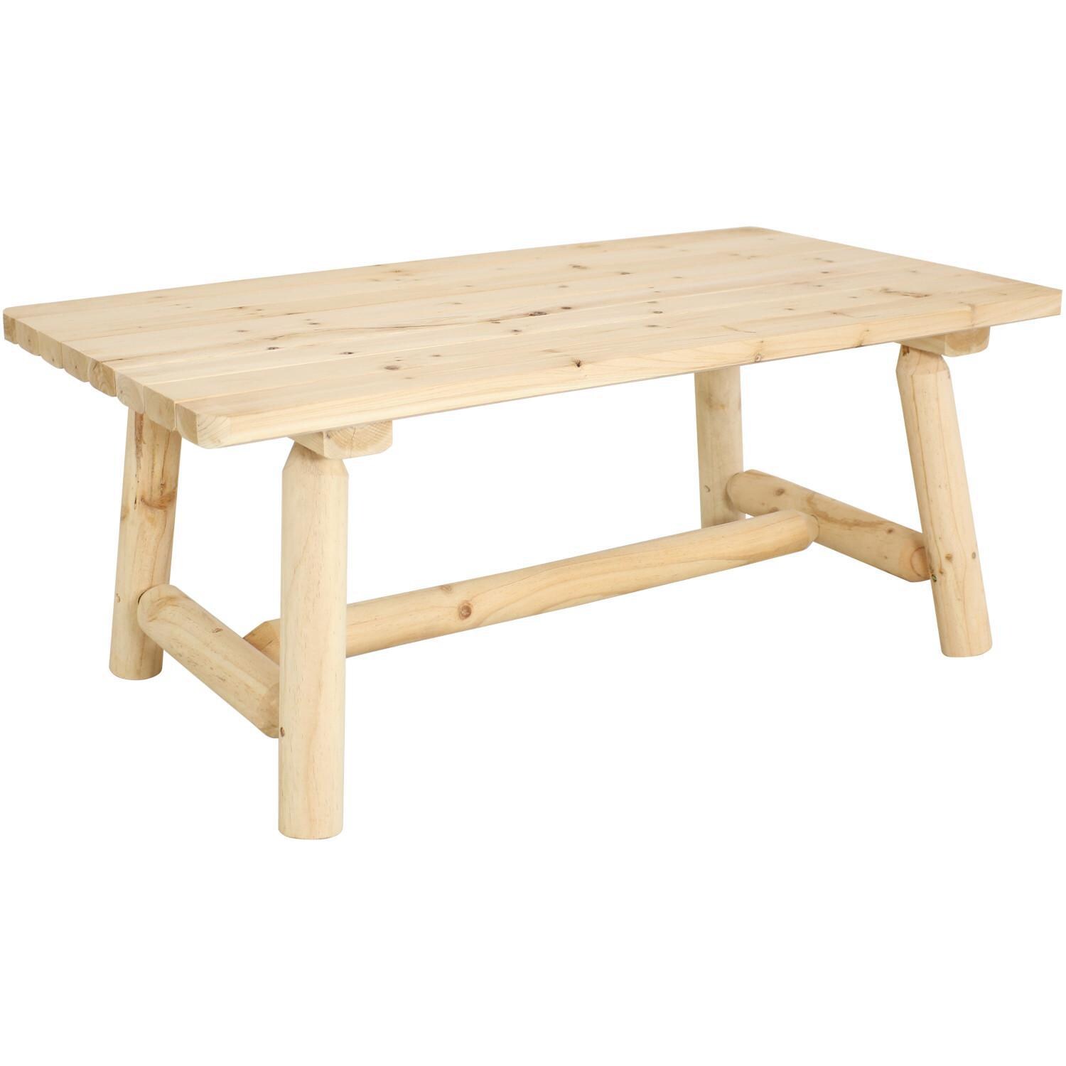 Ultimate Patio 41 3/4 X 22 1/4-Inch Rectangular Rustic Log Cabin Style Fir Wood Coffee Table - Angled View thumbnail
