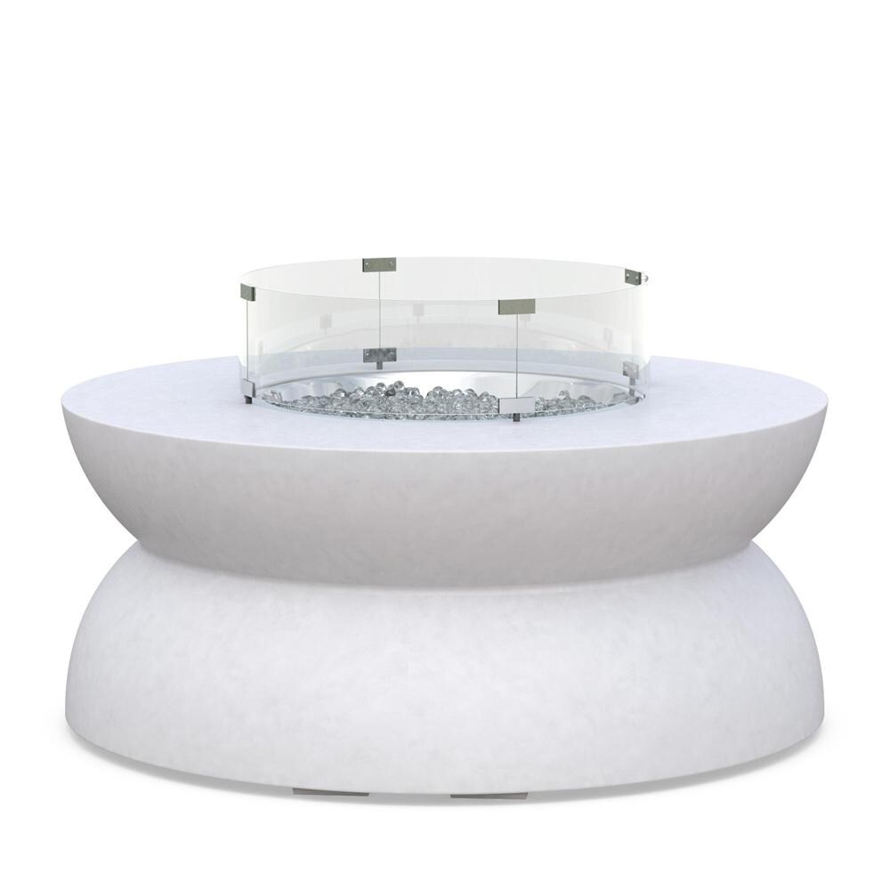 Azzurro Living Cabo 41 Inch Propane Fire Table W/ Tank Cover in White - Side - White Background thumbnail