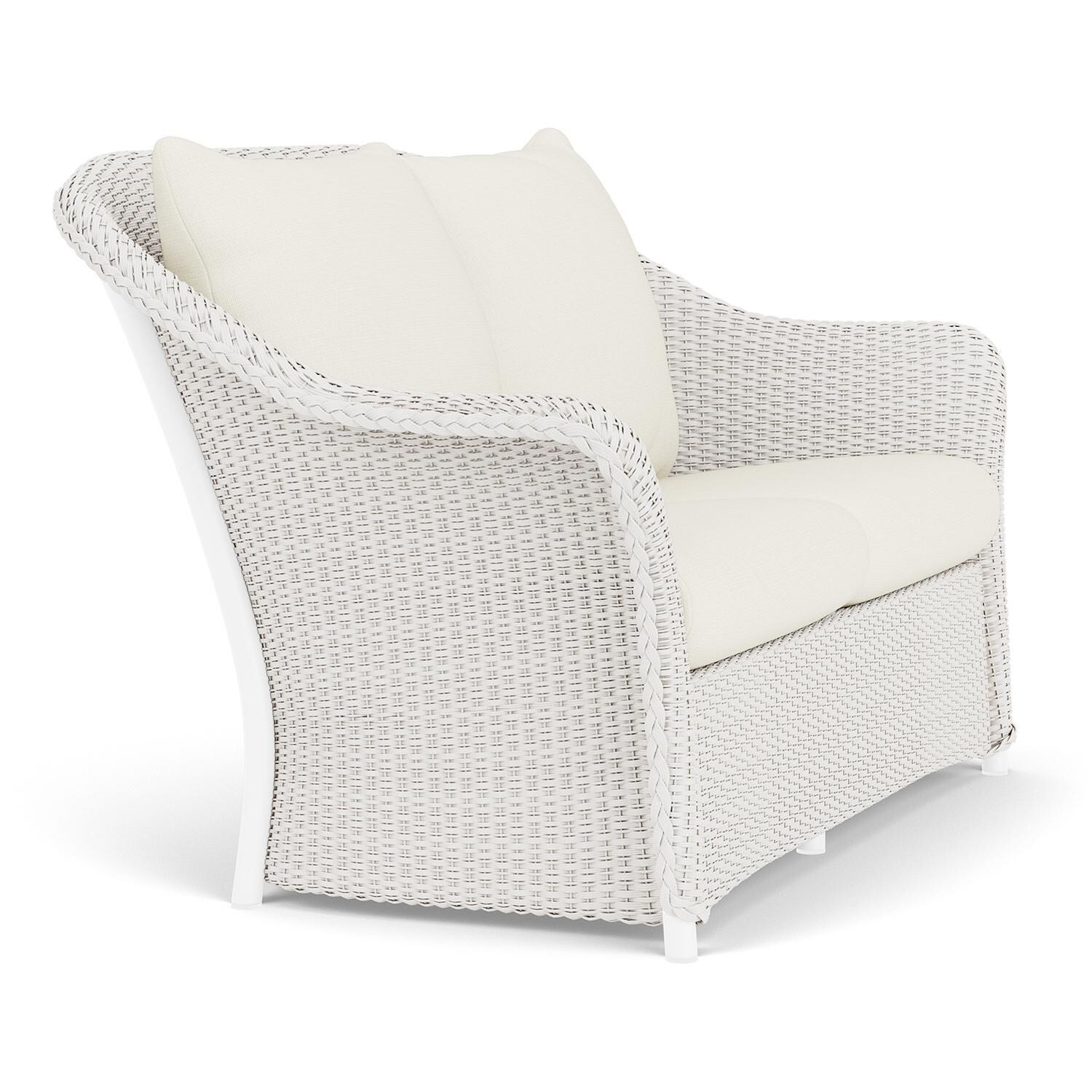 Lloyd Flanders Weekend Retreat Loveseat in White Finish W/ Sailcloth Salt Fabric - Angled thumbnail