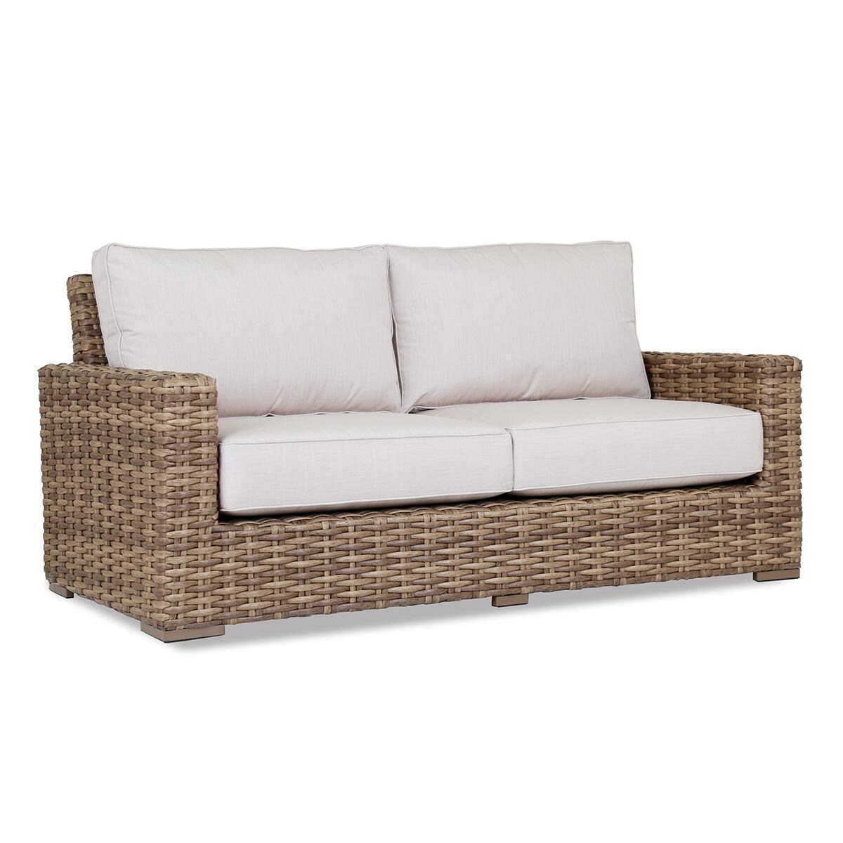 Havana Wicker Loveseat in Aged Tobacco/Canvas Flax by Sunset West