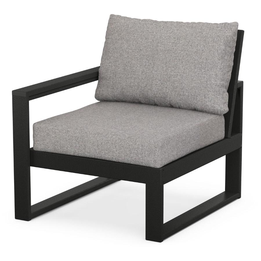 POLYWOOD EDGE 5-Piece Modular Deep Seating Set in Black / Grey Mist - Left Arm Chair