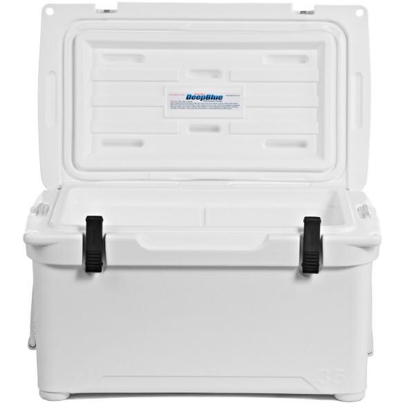Engel 35-Quart DeepBlue Roto-Molded High-Performance Cooler - Front View Open thumbnail