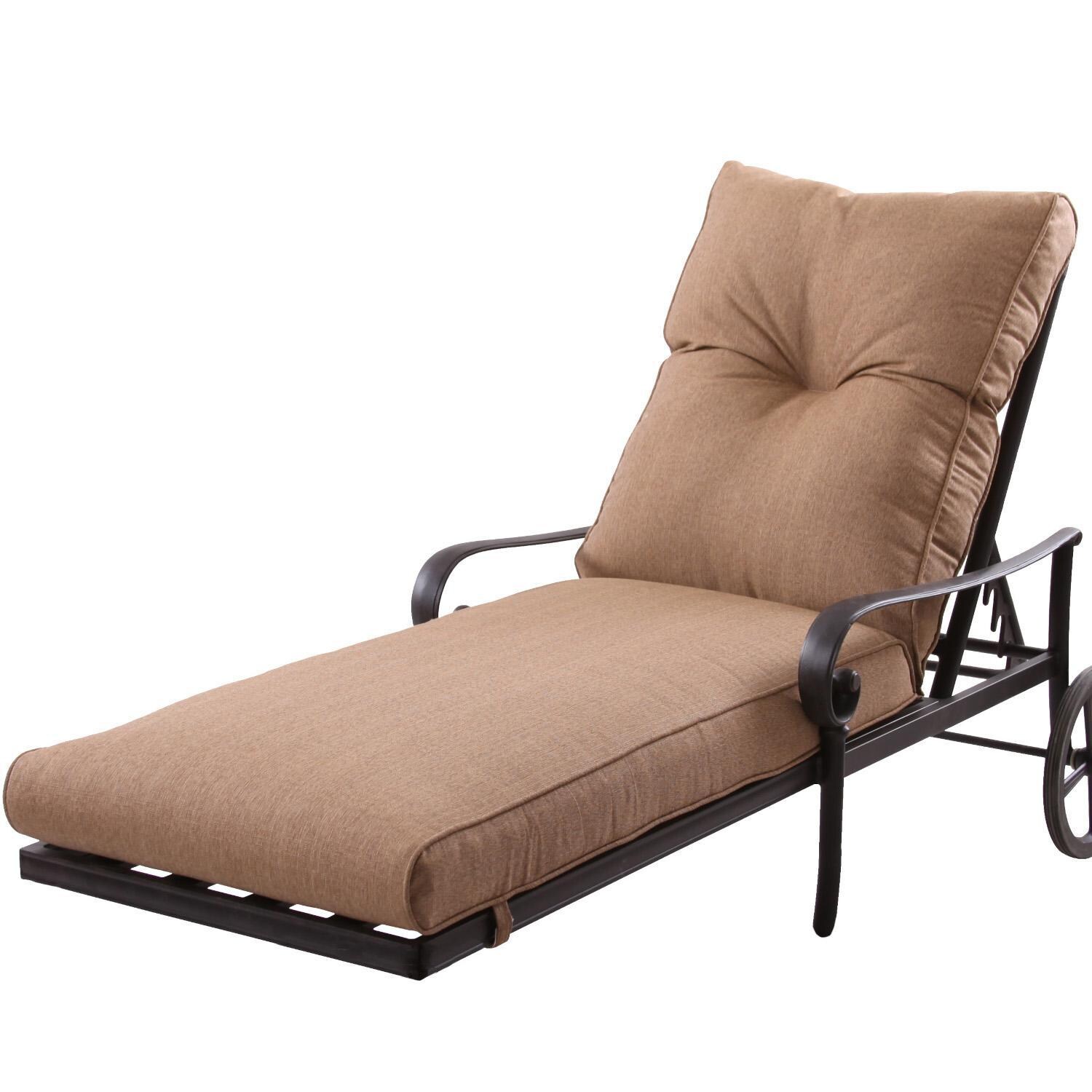 Darlee Santa Anita Replacement Chaise Lounge Sunbrella Cushion - Set of 2 - Linen Sesame - Frame Not Included - White Background thumbnail