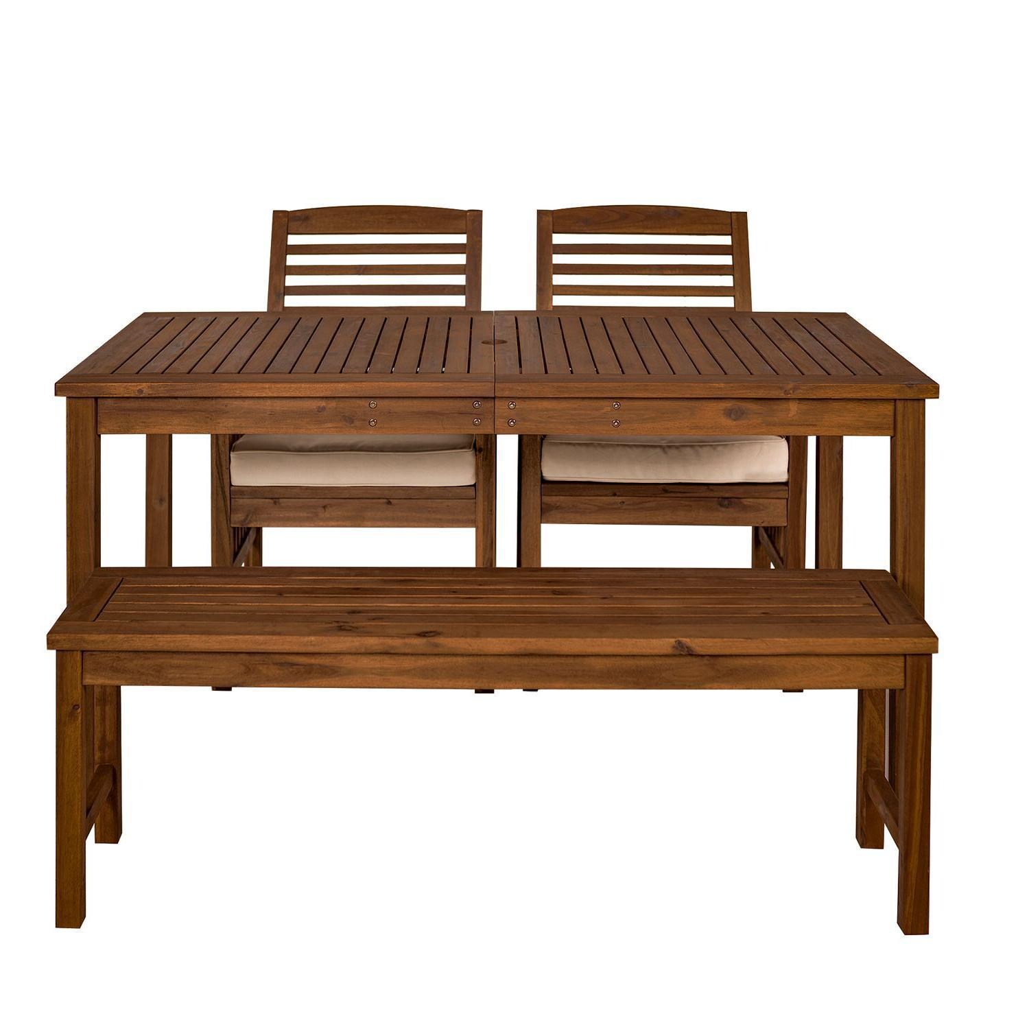 Ultimate Patio Horizon Way 4 Piece Dark Brown Acacia Patio Dining Set - Front View thumbnail