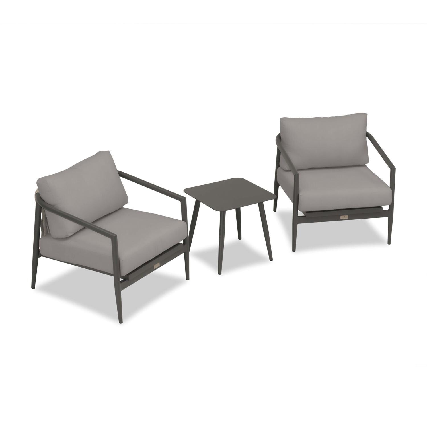 Lakeview Midnight Cove 3 Pc Aluminum Club Chair Seating Set in Slate/Pebble Gray/Canvas Charcoal - Top - White Background thumbnail