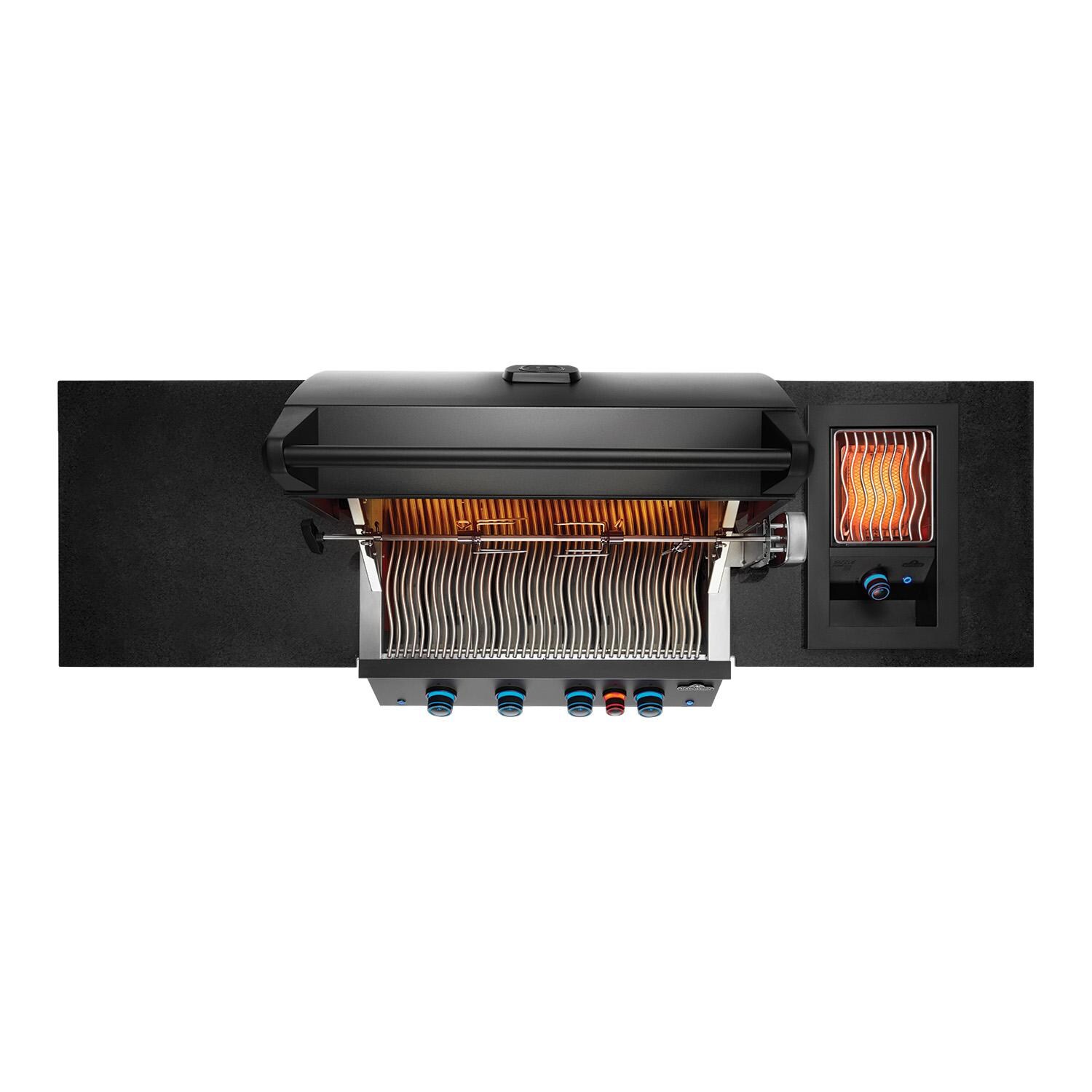 Napoleon ODK300-BIG32RBNMK-1 Oasis 300 7 1/2 Ft Outdoor Kitchen Island w/ Natural Gas Grill & Side Burner - Top Burners On - White Background thumbnail