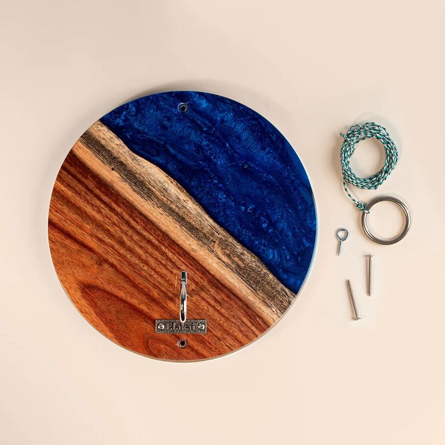Elakai EGHRCRLE-00 Blue Pearl Epoxy Resin Live-Edge Wood Hook and Ring Toss - Components thumbnail