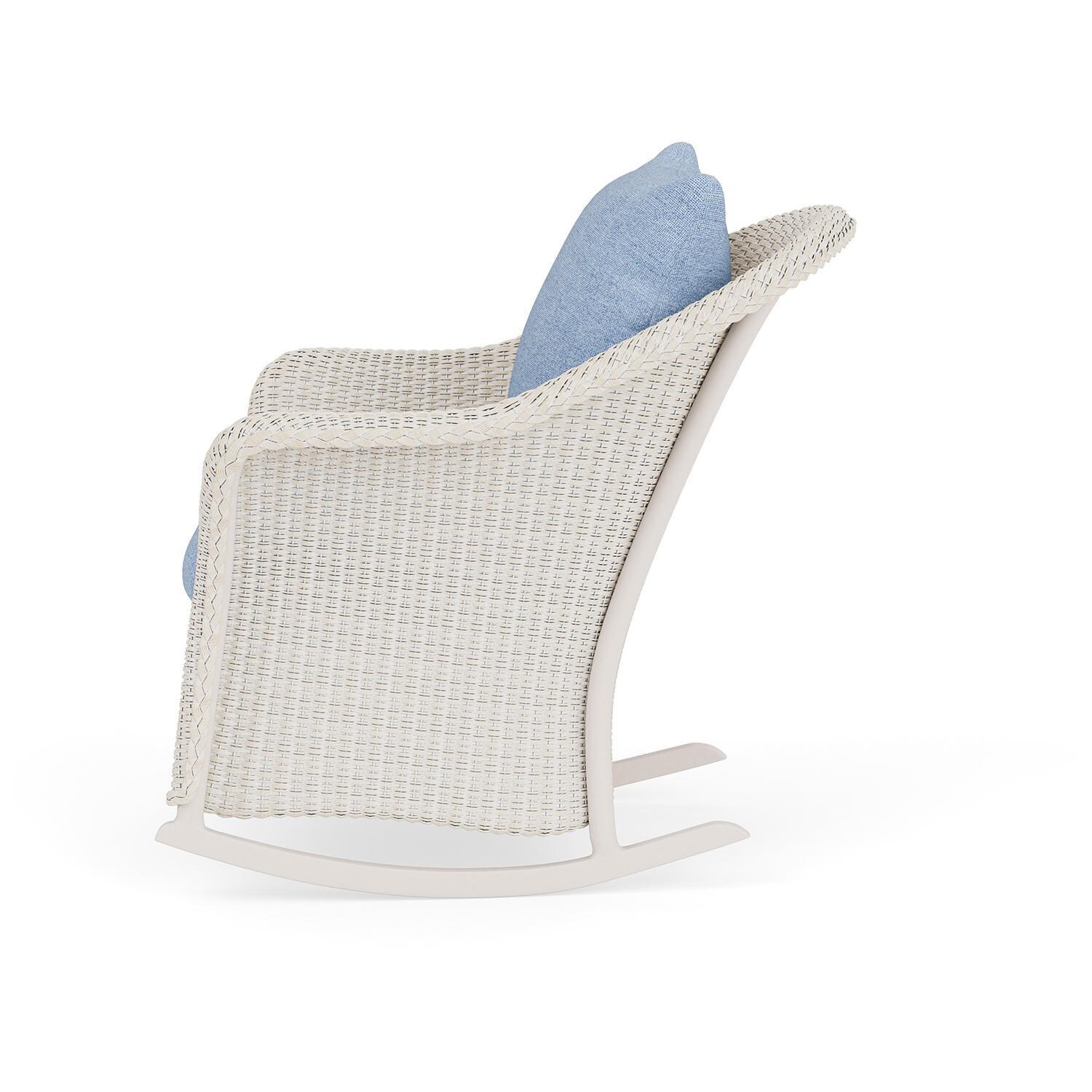 Lloyd Flanders Weekend Retreat Lounge Rocker in Antique White Finish W/ Demo Skyway Fabric - Side thumbnail