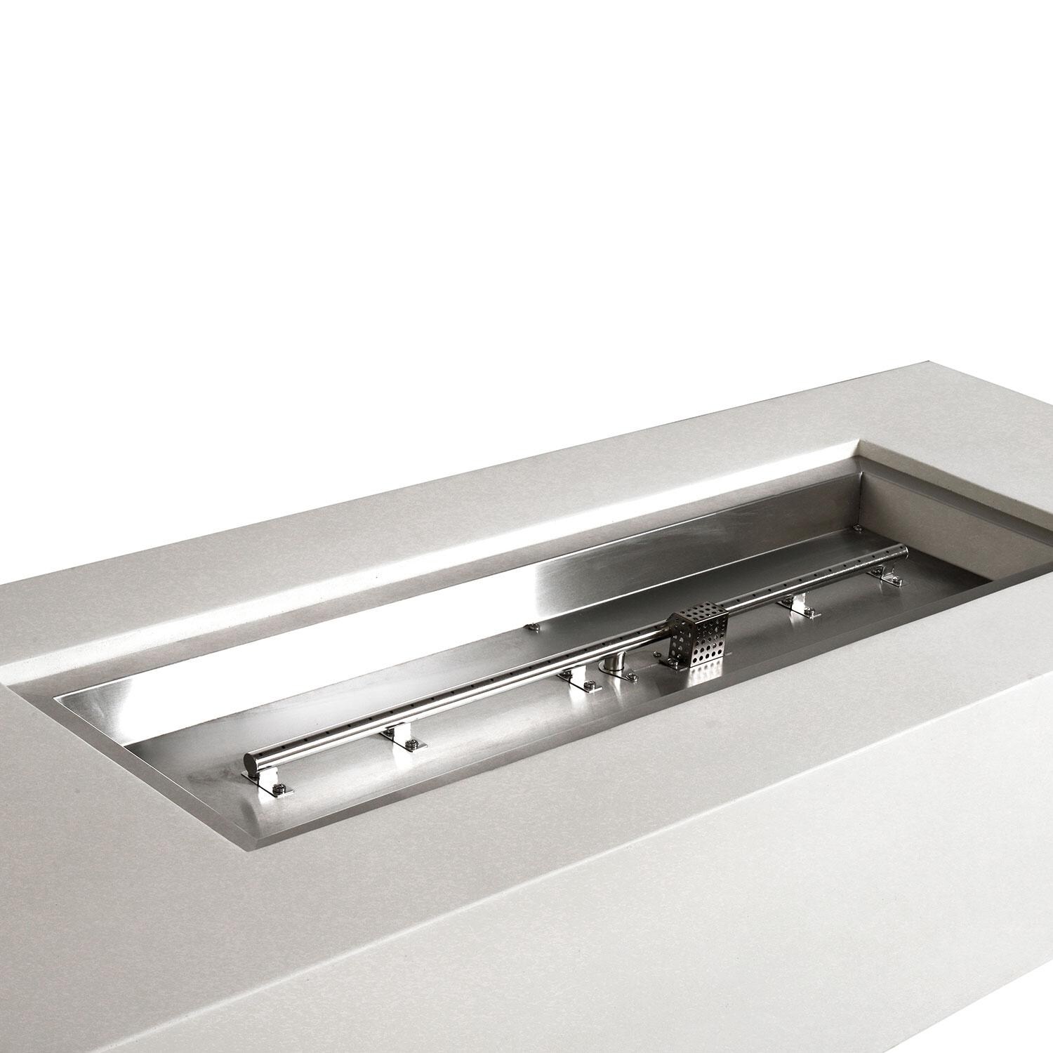 Glenwood 72-in Rectangular Concrete Natural Gas Fire Pit in White by Lakeview Outdoor Designs - Burner - Detail thumbnail