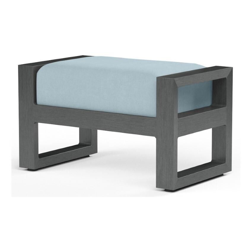 Redondo Aluminum Ottoman w/ No Welt in Slate/Canvas Skyline by Sunset West - White Background thumbnail