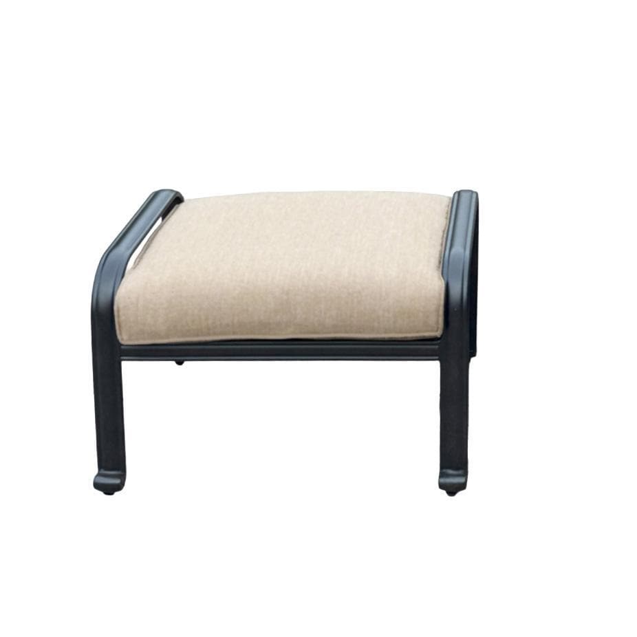 Elisabeth Cast Aluminum Ottoman in Antique Bronze/Beige Canvas by Darlee