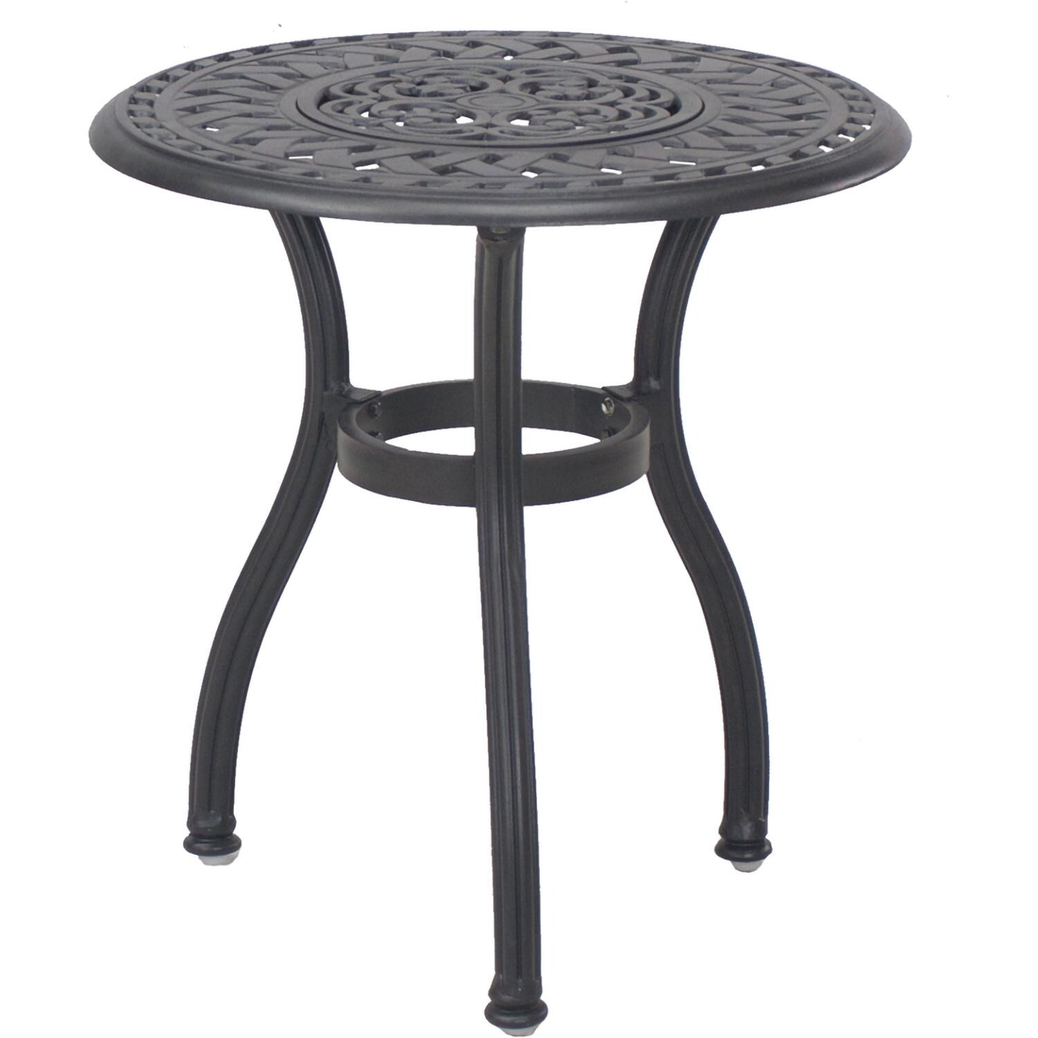 Darlee Santa Barbara 3 Piece Cast Aluminum Patio Conversation Seating Set - Table w/ No Ice Bucket - White Background thumbnail