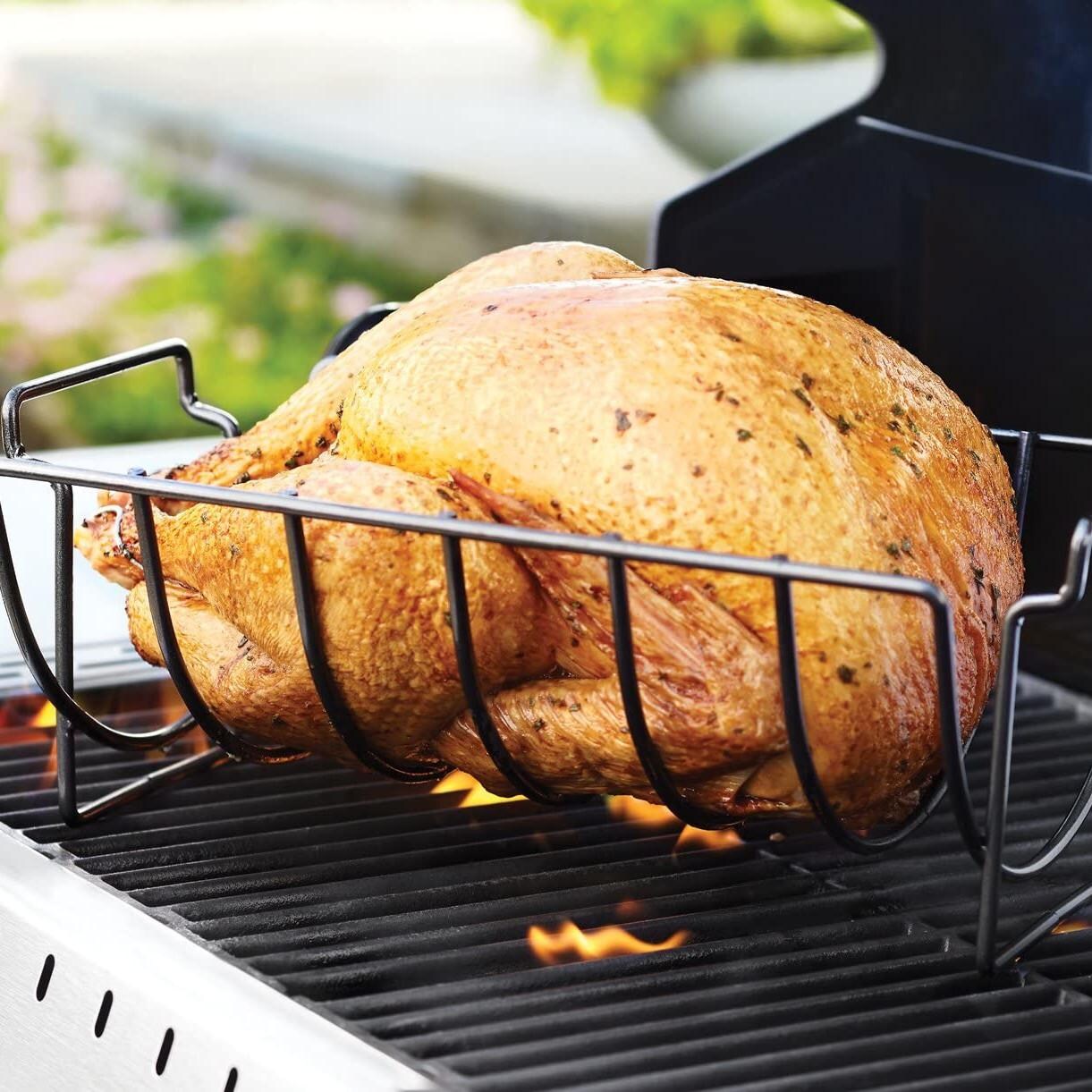BBQ Dragon BBQD480 Extra Large Combination Rib & Roast Rack - Roast Chicken Rack thumbnail