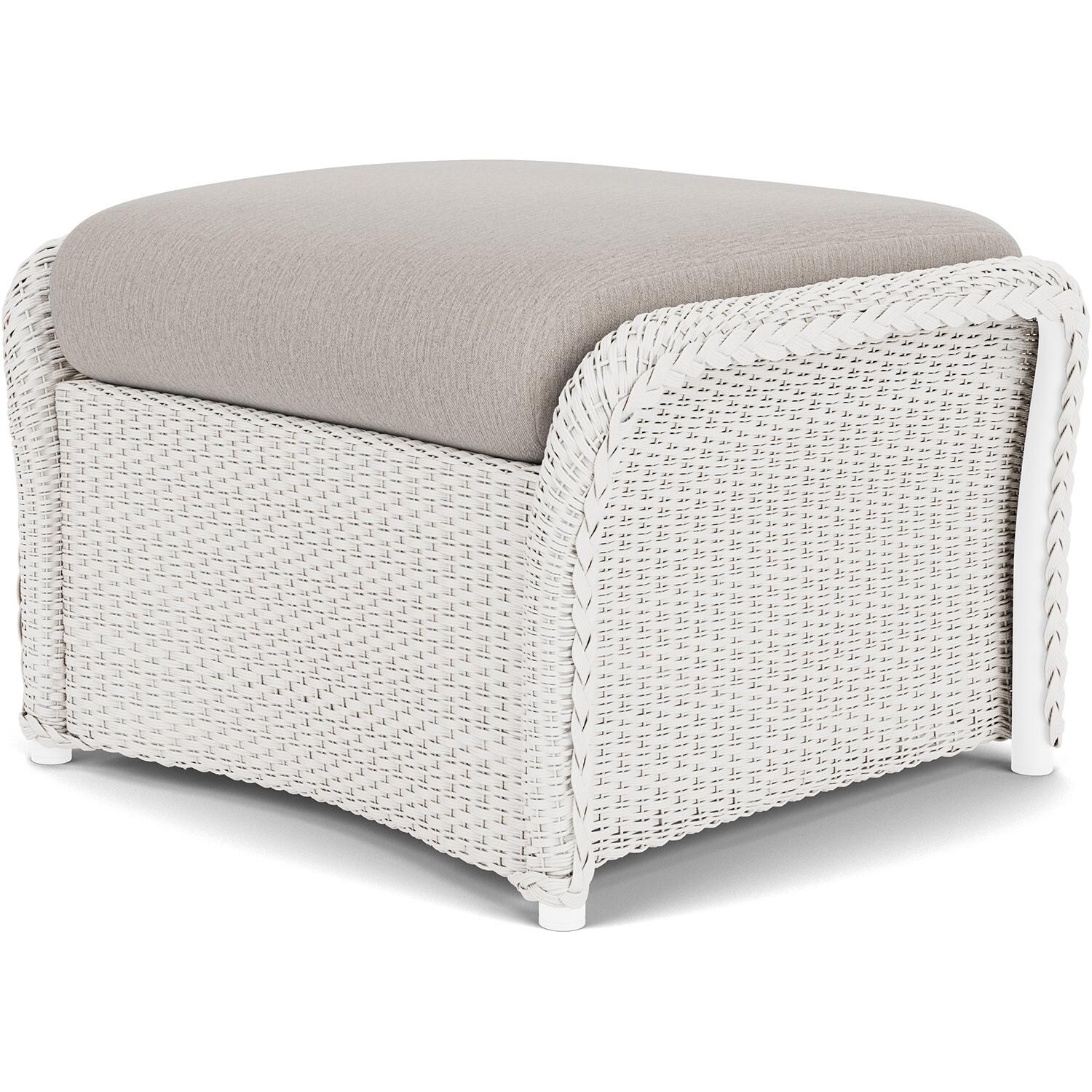 Lloyd Flanders Weekend Retreat Woven Ottoman in White Finish W/ Remy Cloud Fabric - Back Right thumbnail