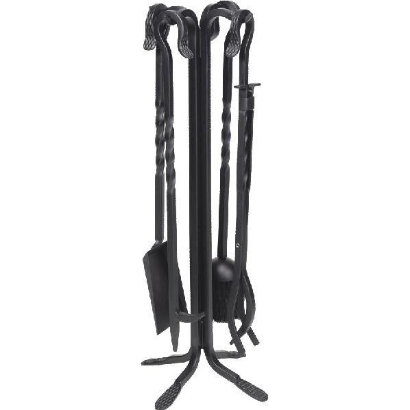 Dagan Industries 30 1/2-Inch 5-Piece Black Wrought Iron Fireplace Tool Set With Welded Stand