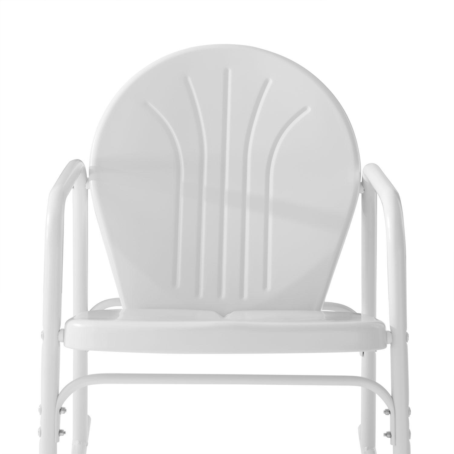 Ultimate Patio UP-32253WH 3Pc Retro Outdoor Rocking Chair Set in White Gloss - Back Rest - Detail thumbnail