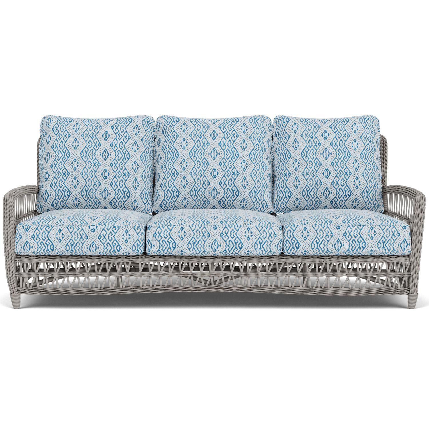 Mackinac Wicker Sofa in Putty/Aman Capri by Lloyd Flanders
