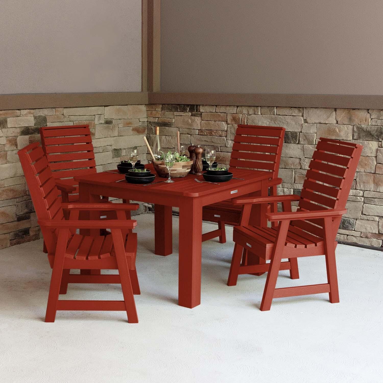 Elm Pointe 5 Pc Square Dining Set in Rustic Red By Lakeview Outdoor Designs - Lifestyle thumbnail