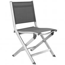 KETTLER Basic Plus Aluminum Patio Folding Dining Side Chair - Silver Frame / Gray Sling