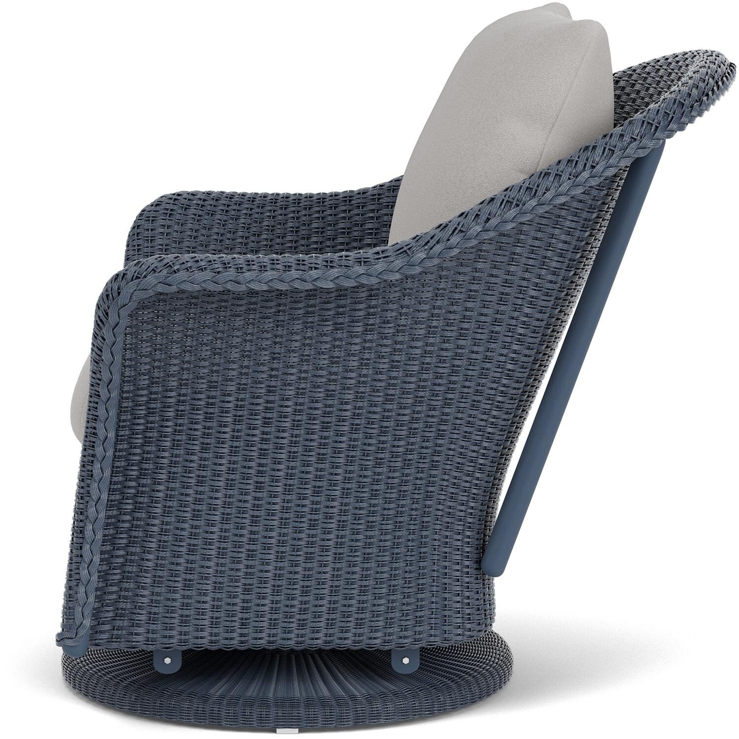 Lloyd Flanders Weekend Retreat Swivel Glider Lounge Chair in Denim Blue Finish W/ Tundra Dove Fabric - Side thumbnail
