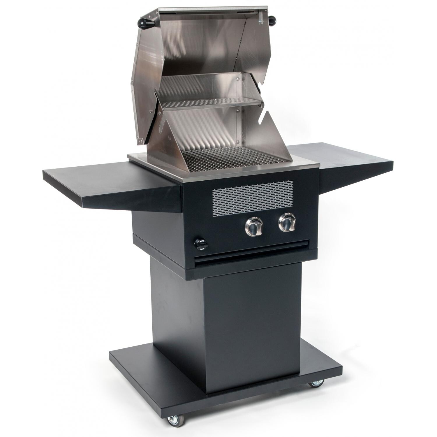 Golden Blount Elite I All Infrared Propane Gas Grill On Cart - Open (Optional Side Shelf Shown) thumbnail
