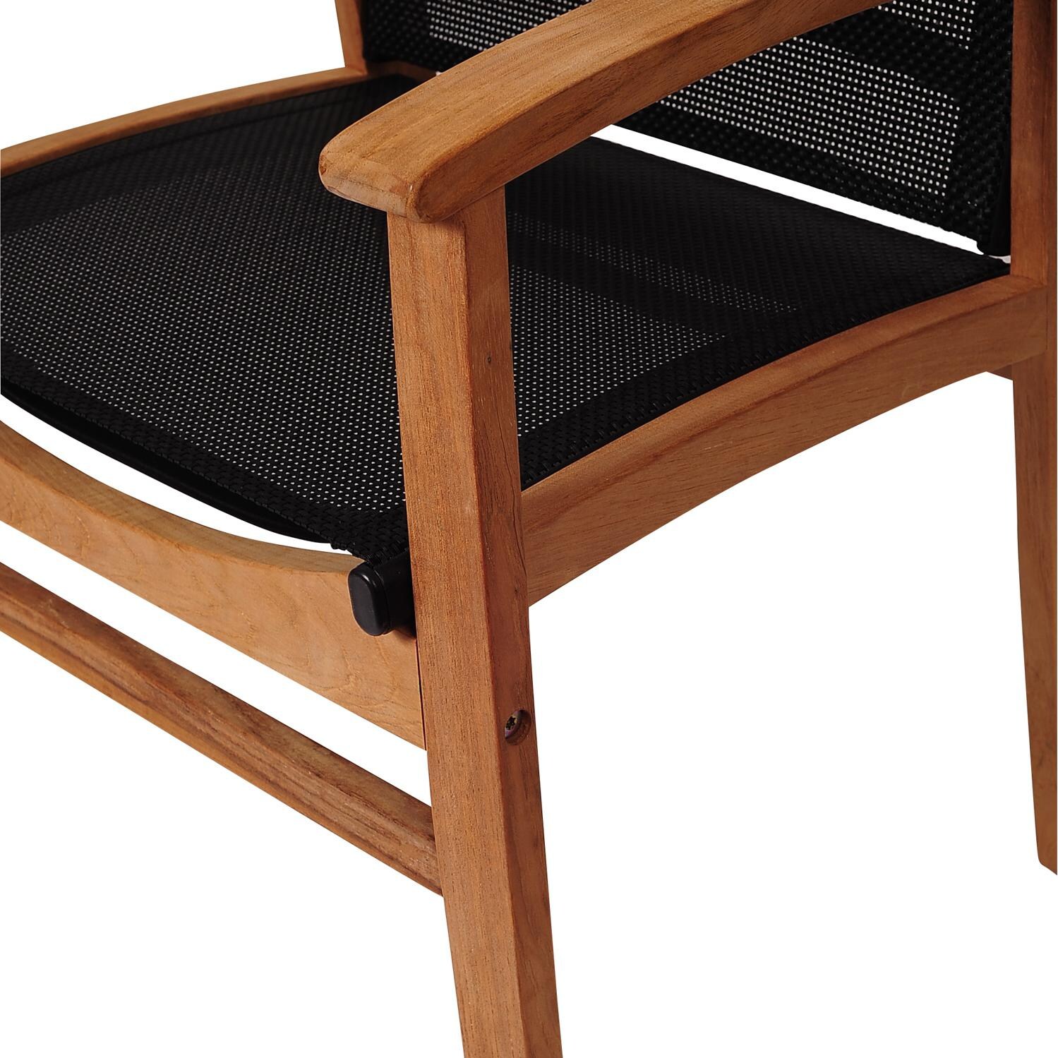 Amazonia SC DIANDLX_10FORT_BK Teak Sling Dining Arm Chair Close Up Detail thumbnail