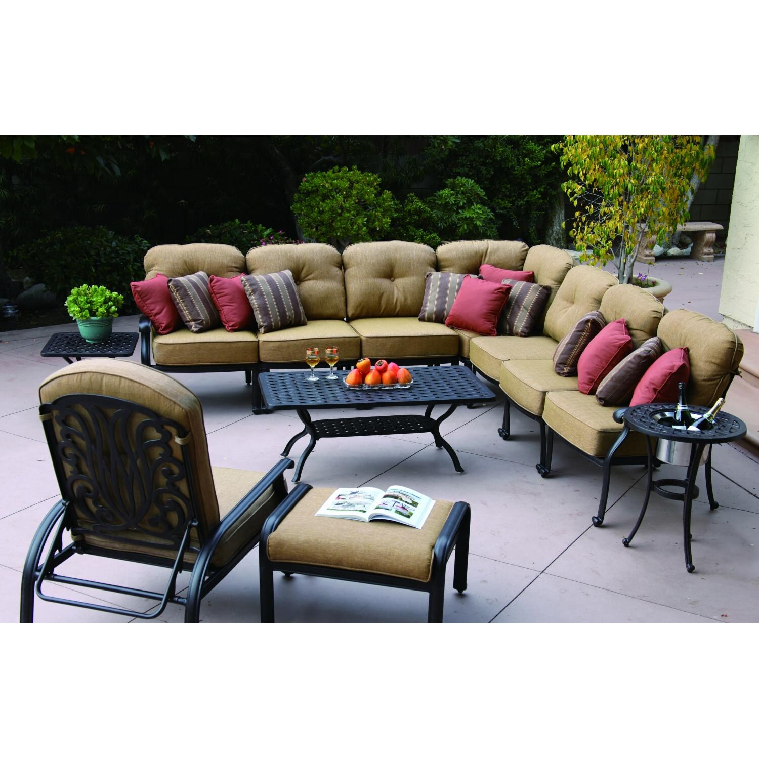 Darlee Elisabeth 8-Person Cast Aluminum Deep Seating Patio Sectional Set thumbnail