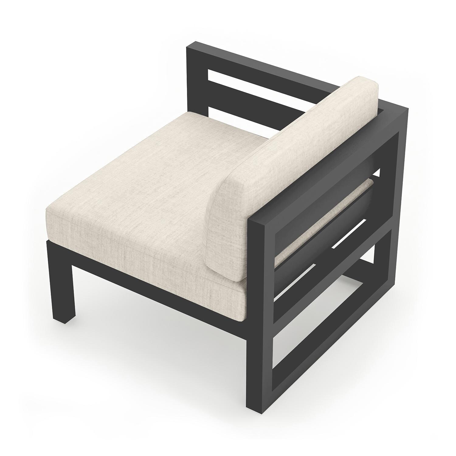 Misty Cove Aluminum Left Arm Club Chair in Slate w/Cast Silver Cushions by Lakeview - Top Angle View - White Background thumbnail