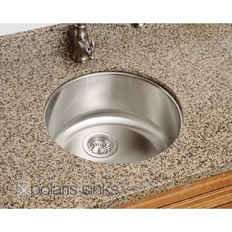 Polaris 18-Inch Round Stainless Steel Undermount Bar Sink - Installed thumbnail