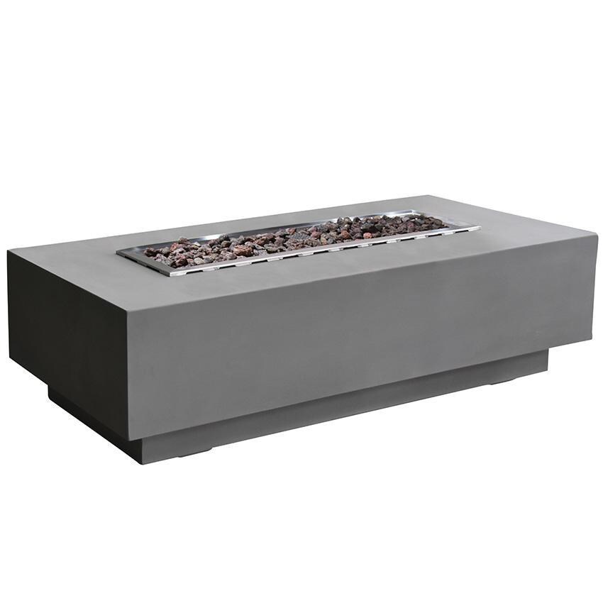 Elementi Granville OFG121LG-NG 60-Inch Natural Gas Light Gray Fire Pit Table - Unlit Lava Rock thumbnail