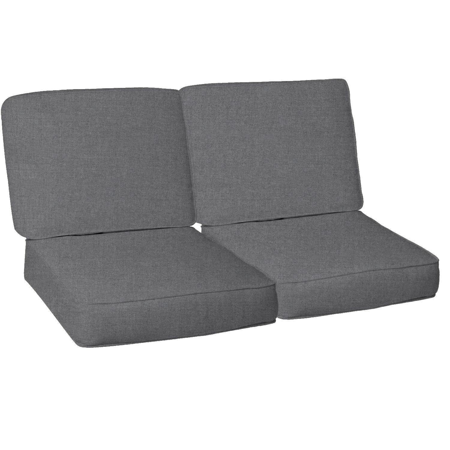 Sunbrella Cast Slate 4 Piece Large Outdoor Replacement Loveseat Cushion Set W/ Piping By BBQGuys Signature
