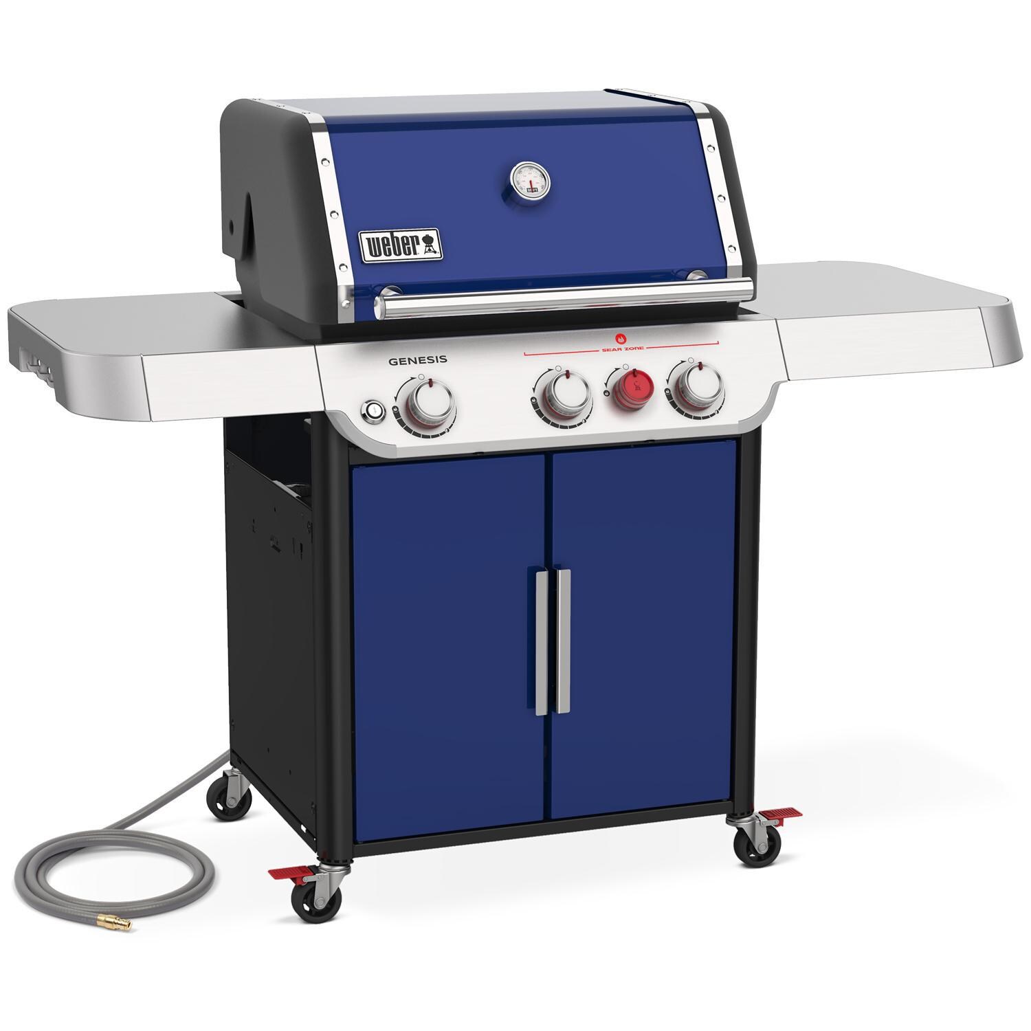 Weber GENESIS 37383301 SP-E-325s Special Edition Natural Gas Grill with Sear Burner - Deep Ocean Blue - Left-Side Angled View thumbnail