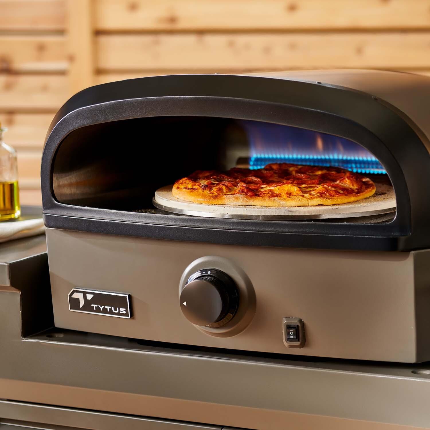 TYTUS TDT-CRT-GPZA Emberwood Propane Pizza Oven and Prep Cart - Close Up - Lifestyle thumbnail