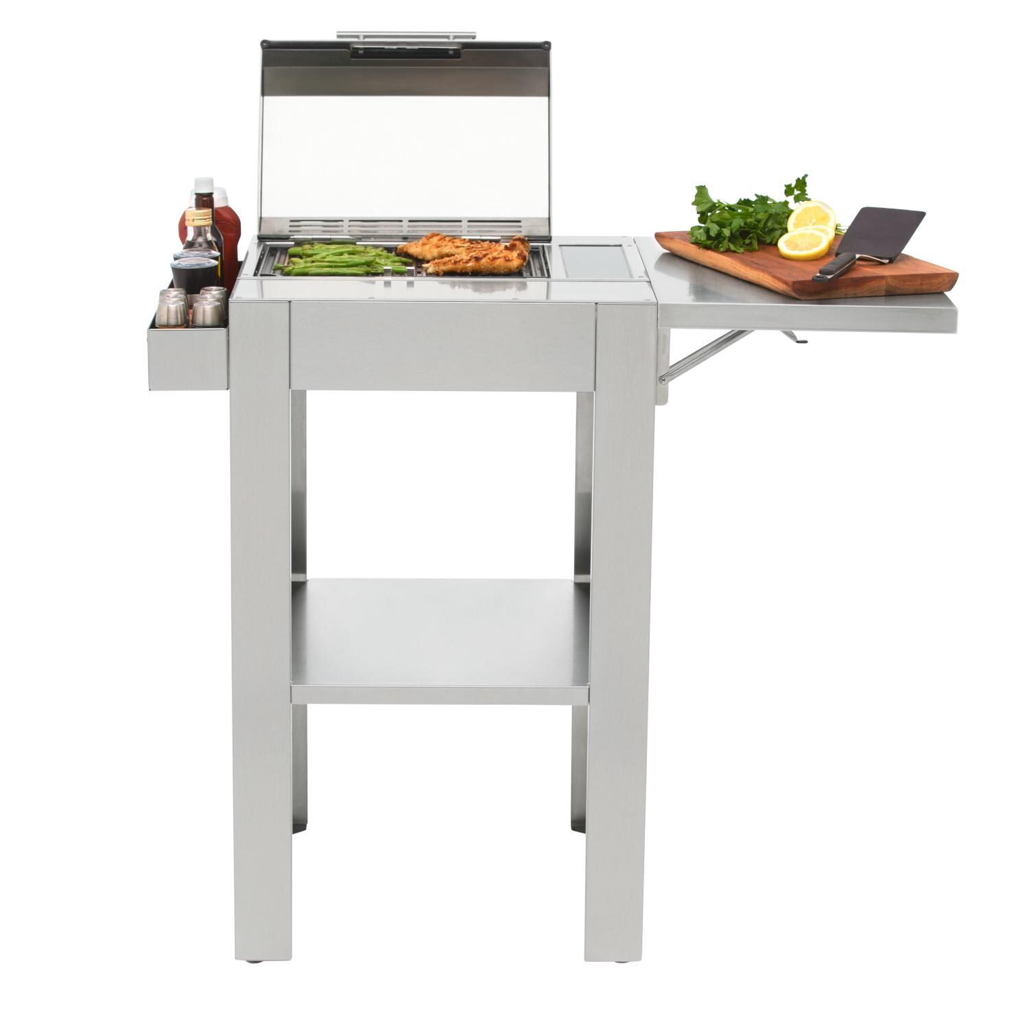 Kenyon C70050 Frontier Touch Control 1300 Watt Electric Grill & Stand - 120V - Lid Open thumbnail