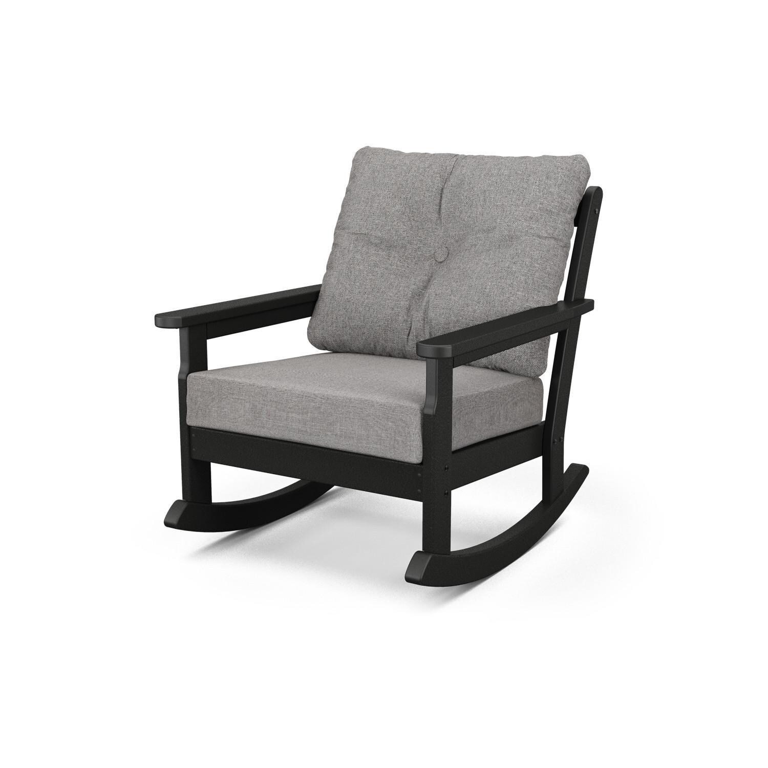 POLYWOOD Vineyard Black & Grey Mist Deep Seating Rocking Chair thumbnail