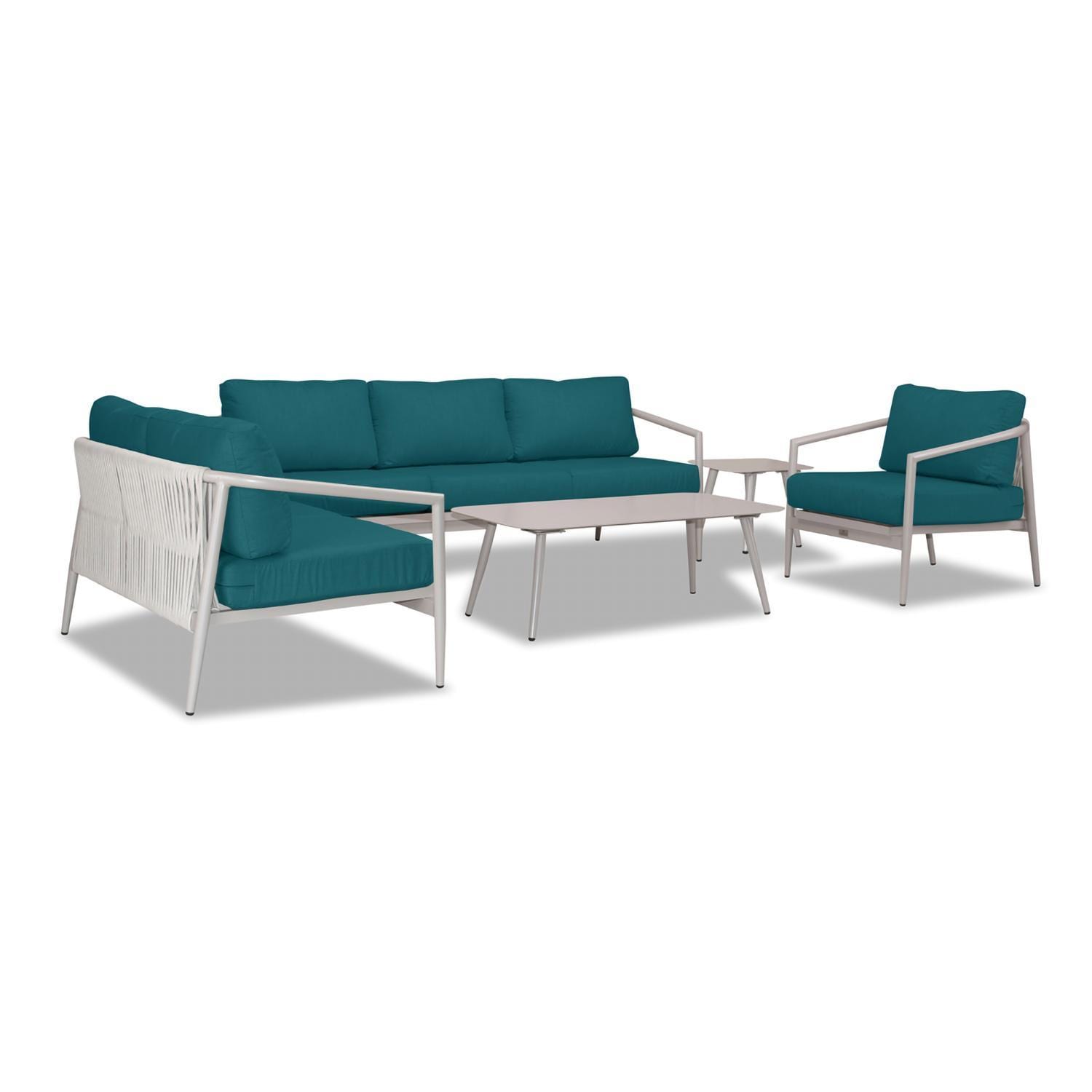 Lakeview Midnight Cove 5 Pc Aluminum Sofa Seating Set in Urban Stone/Spectrum Peacock - Angled - White Background thumbnail