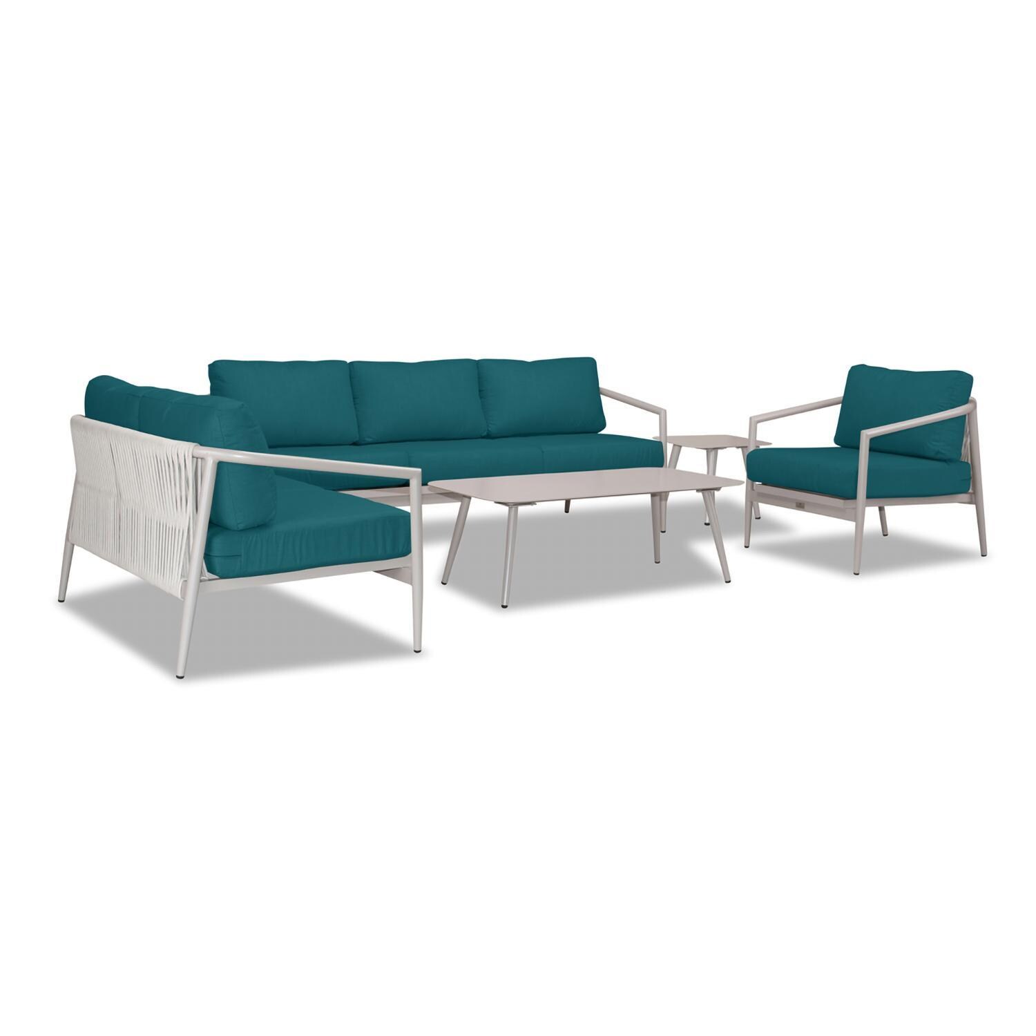 Lakeview Midnight Cove 5 Pc Aluminum Sofa Seating Set in Urban Stone/Spectrum Peacock - Angled - White Background thumbnail